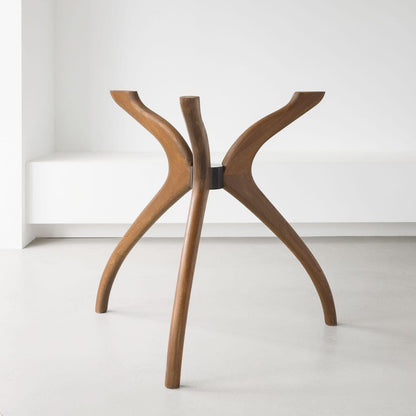 Glass Dining Table, Solid Wood Pedestal Leg Kitchen Table Base 3 or 4-Legged Legs Tables - Standart