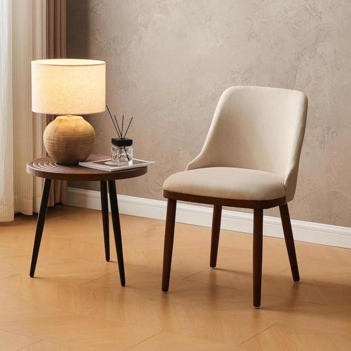 Modern Upholstered Dining Chair (Set of 2) - Cream