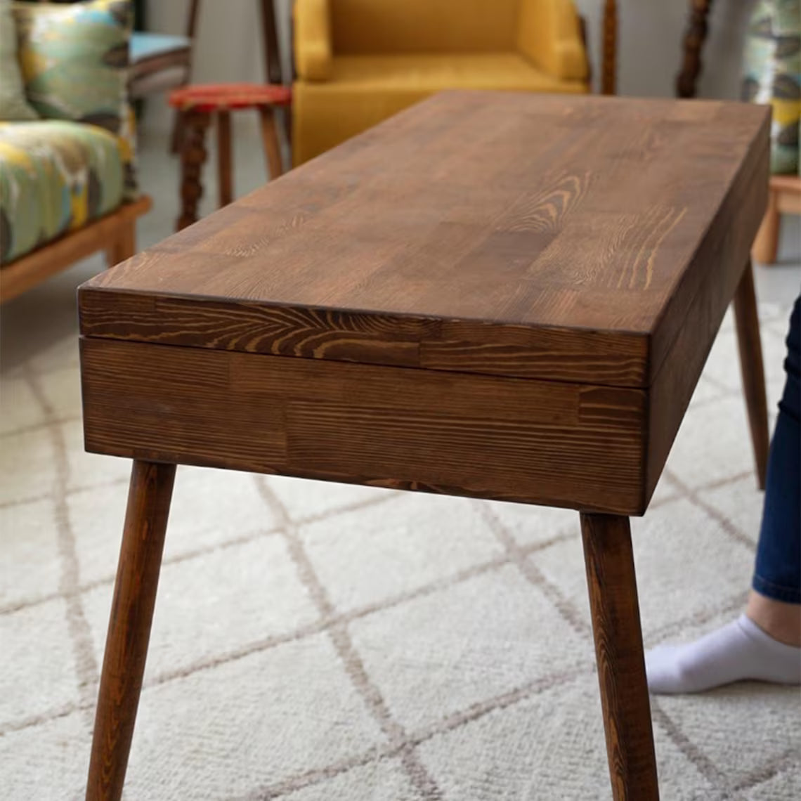 Lift Top Wood Coffee Table with Storage, Modern Smart Table
