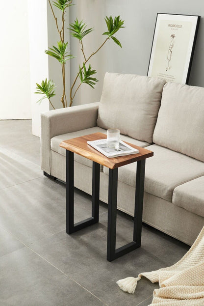 South American Walnut End Table: Modern U-Shaped Legs