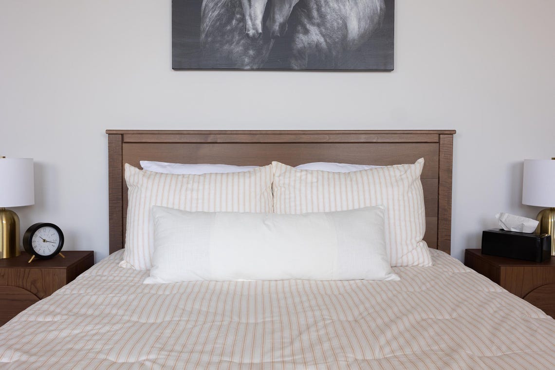 Solid Wood Bed Frame with Headboard | Amish Handcrafted | Easy Tool-Free Assembly | Maple Hardwood