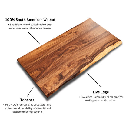 Live Edge South American Walnut Tabletop: Sustainable, Waterproof