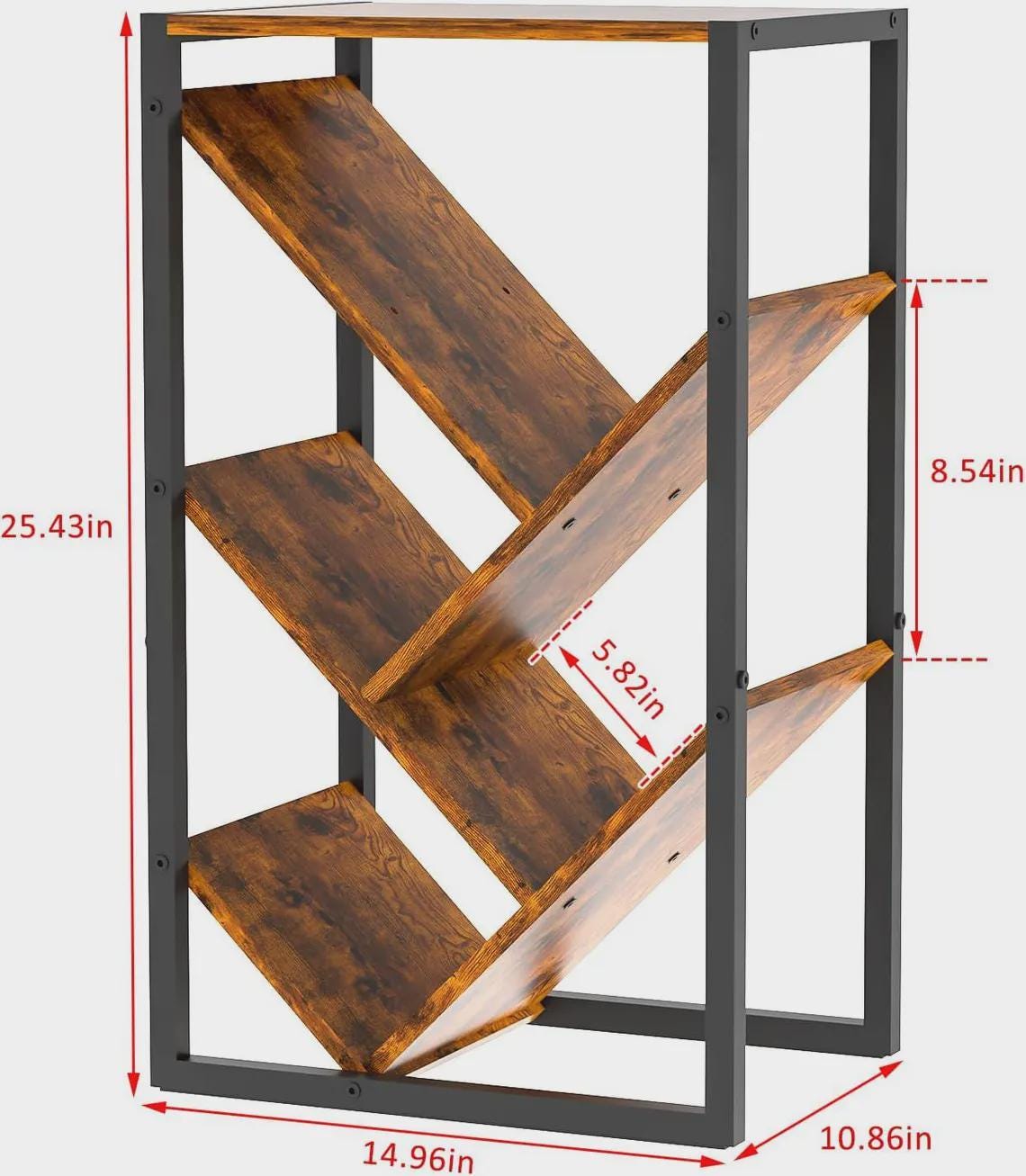 5 Tier Tree Bookshelf, Wooden Bookcase for Small Spaces