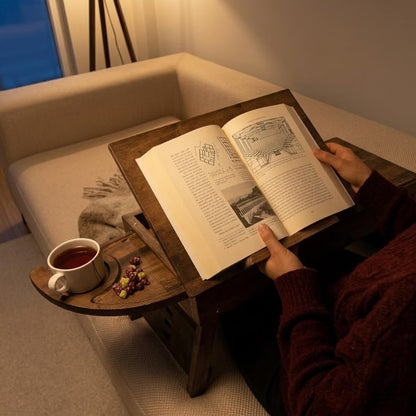 Lap Desk, Adjustable Wooden with Drawers, Portable Bed Reading Table, Ergonomic Laptop Stand, Wood