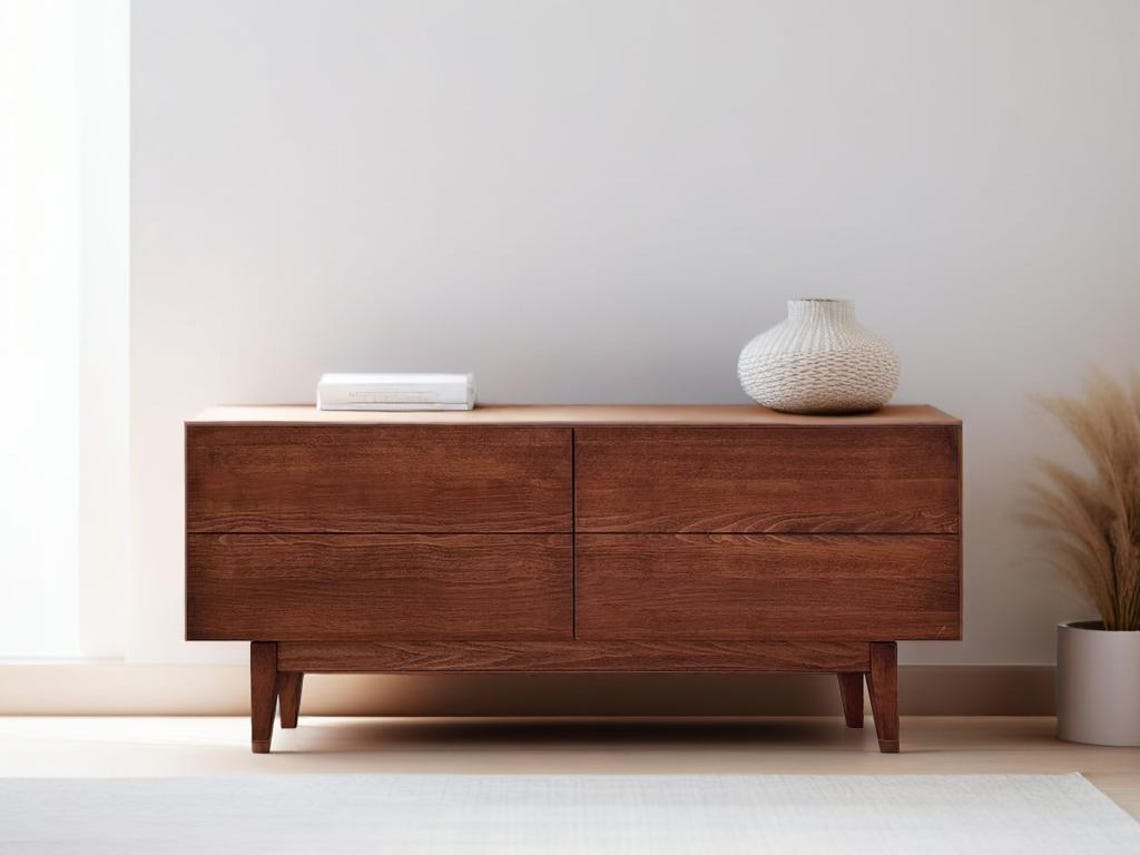 Custom Solid Wood Media Console Table: TV Stand with Storage