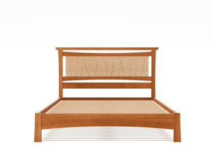 Solid Wood Platform Bed with Slatted Headboard - Coastal "Seaside Bed"