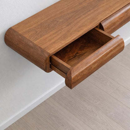 Wall Mounted Console Table: Slim Mango Wood - Amber Oak Finish | US Stock