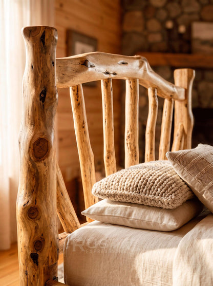 Cedar Log Bed | Rustic Cedar Bed, Solid Wood Bed Frame, Custom Log Bed, Handcrafted Furniture, Cabin furniture, Cabin Bed.