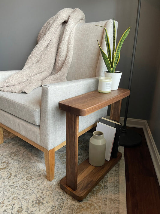 Solid Hardwood Narrow Side Table, Slim Modern Accent Liz Table Nick and Kristina