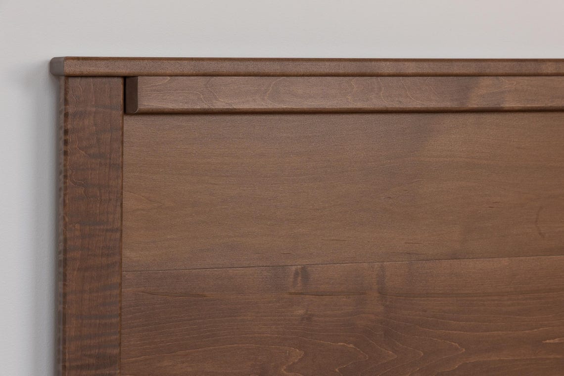 Solid Wood Bed Frame with Headboard | Amish Handcrafted | Easy Tool-Free Assembly | Maple Hardwood