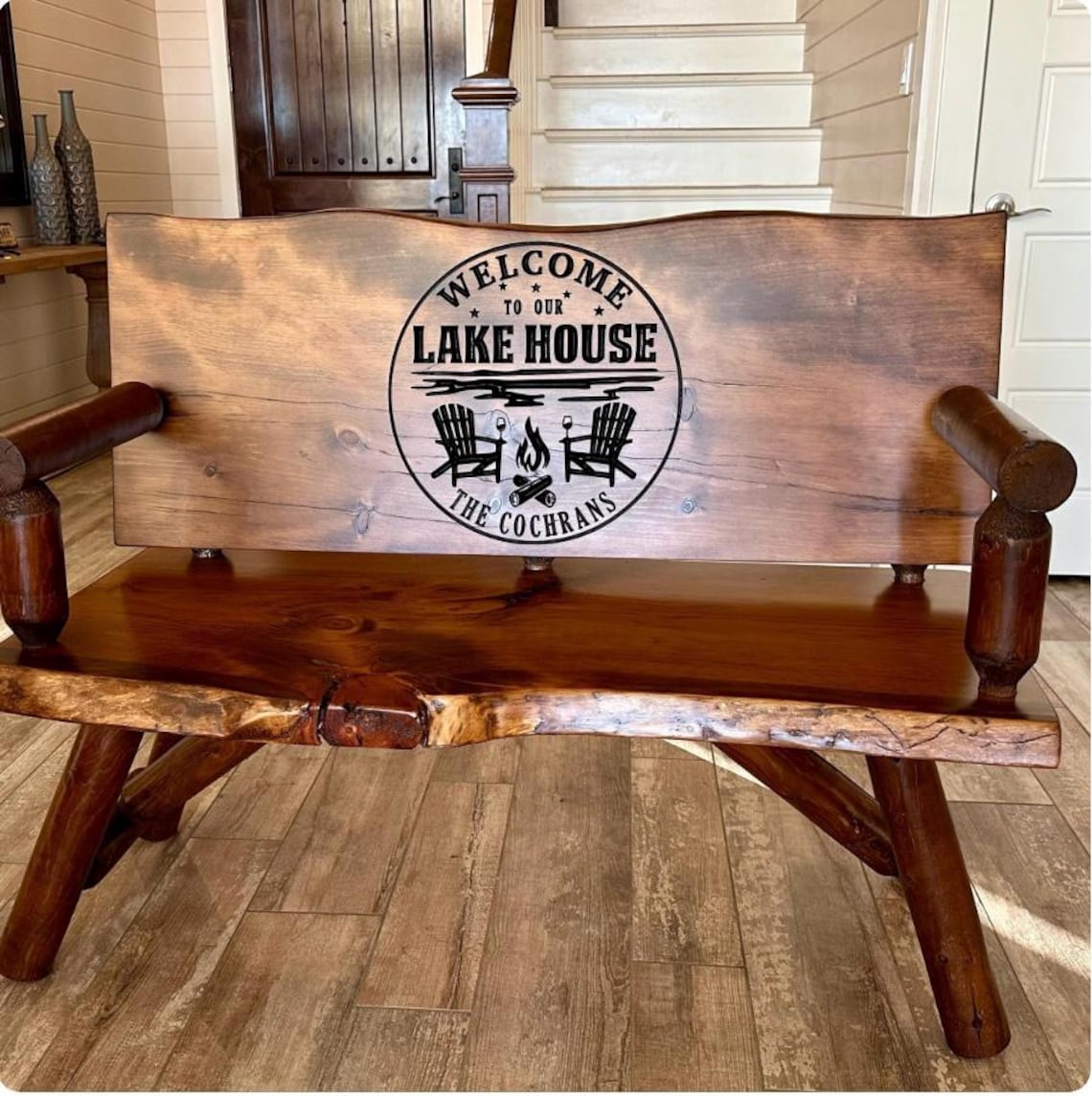 Rustic Log Bench With Back – Handcrafted Live Edge Natural Character Bench