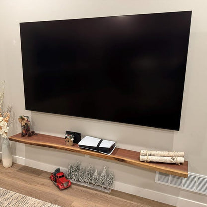 Walnut Live Edge Floating Shelf: Handcrafted Solid Wood Design