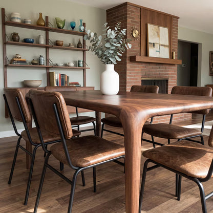 Solid Walnut Small Dining Table, Modern Minimalist Kitchen Table for Four, Handcrafted Natural Wood