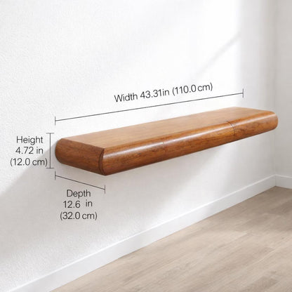 Wall Mounted Console Table: Slim Mango Wood - Amber Oak Finish | US Stock