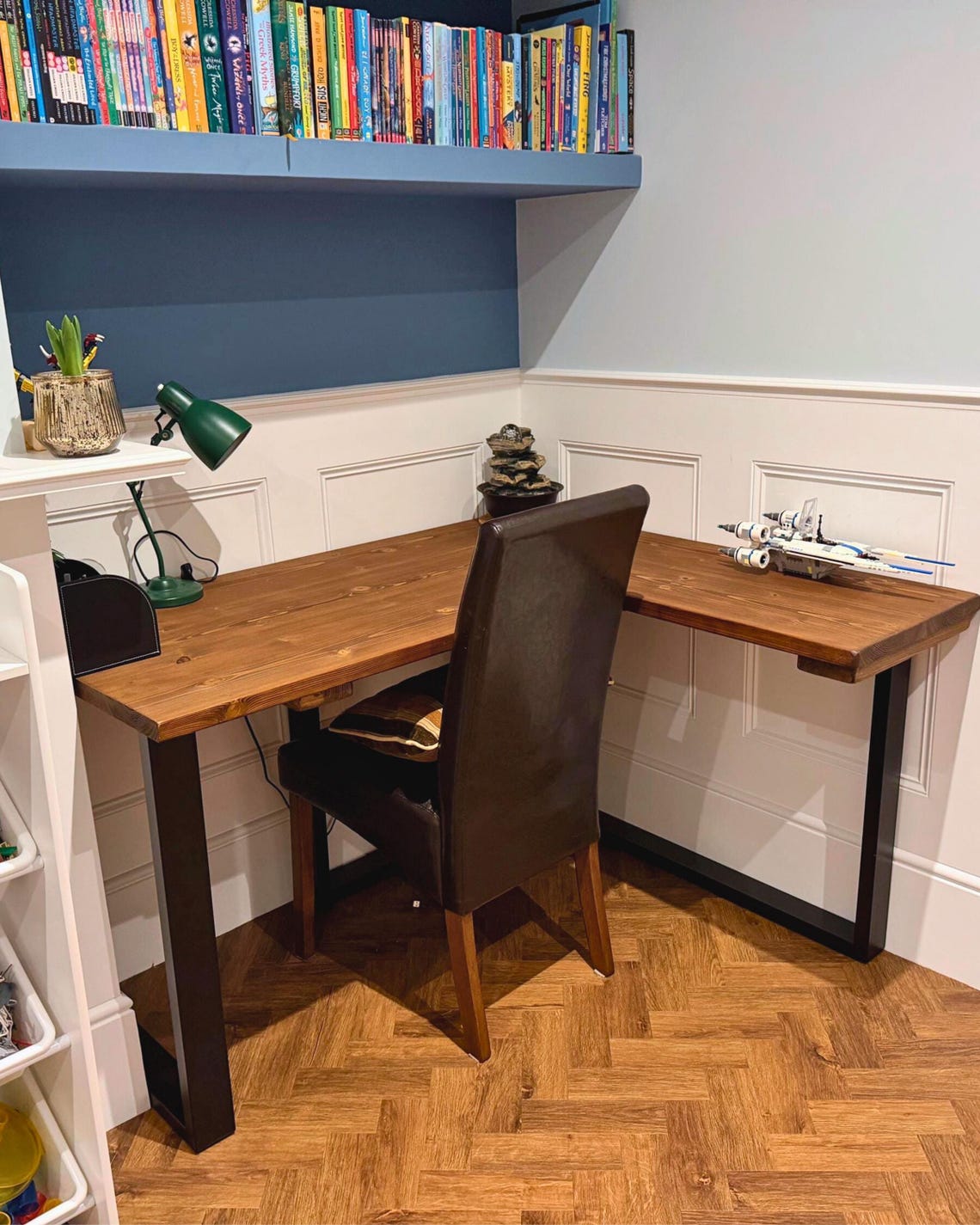 Wooden Corner Desk - L Shape Desk - Optional Monitor Stand & Keyboard Tray - Hairpin or Square Industrial Legs - Custom Sizes Available