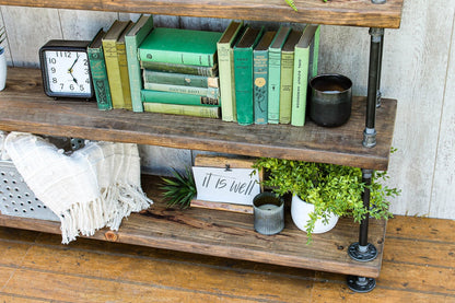 Steampunk book shelf, Industrial bookcase, Wooden Book Case, Wooden Book Shelf, Rustic book shelf, Steampunk tier stand, Pipe bookcase.
