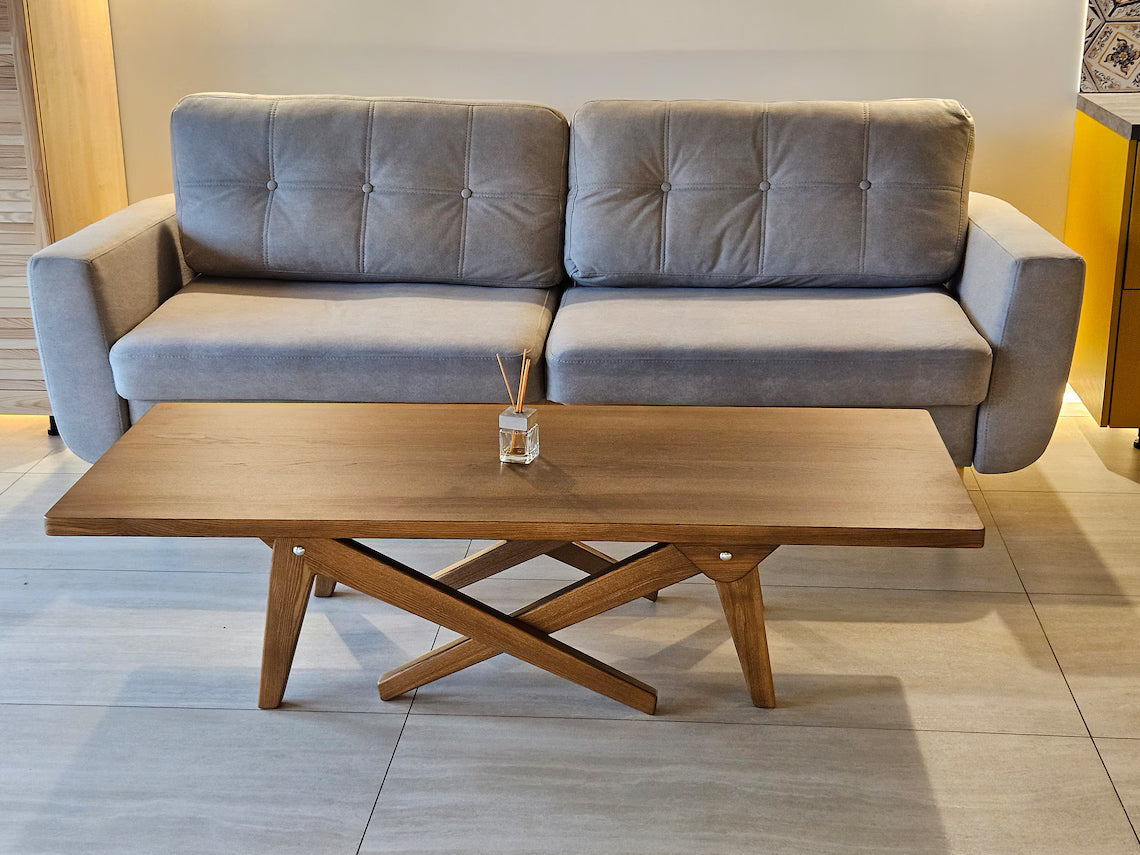 Transformation table 2in1 dining/coffee | natural solid wood | coffee table | handiwork | dining table | height adjustment transformer table