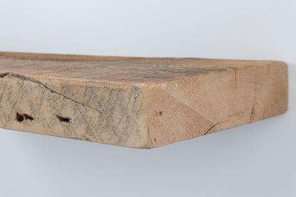 Reclaimed Barn Wood Deep Floating Shelves | 3" Barn Beam | Amish Handcrafted | Set of 2| Low Profile Brackets