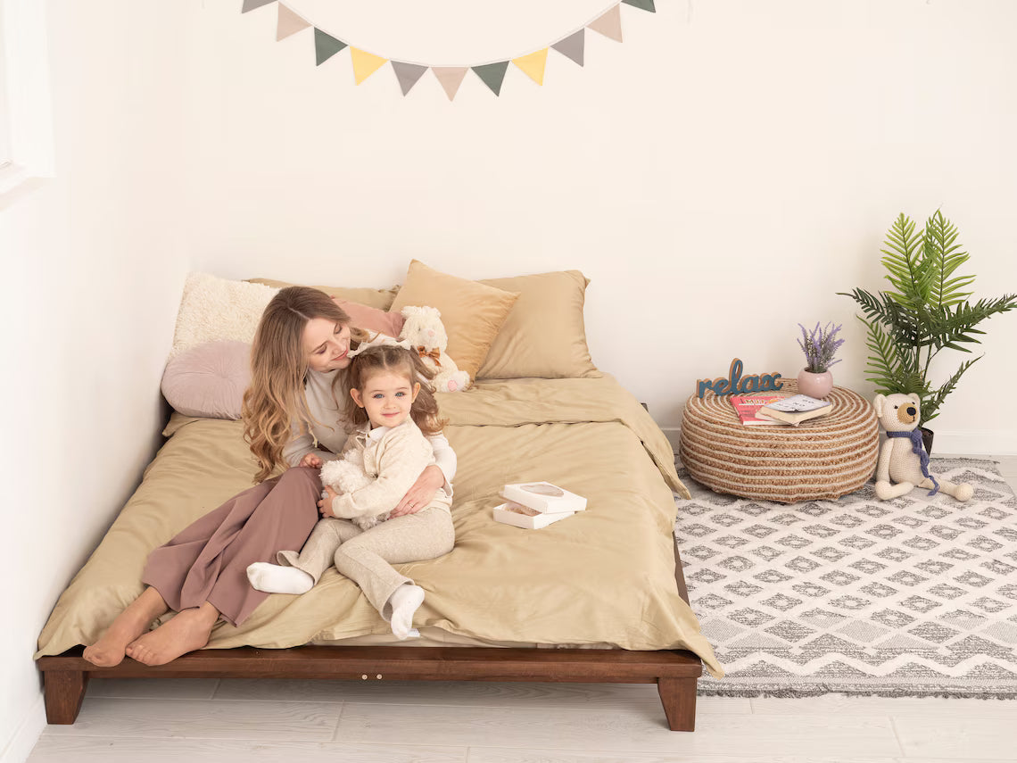 Floor Bed, Futon Base, Japanese Joinery Bed Frame, Platform Bed, Bed Frame, King Pallet Bed, Low Profile Bed, Tatami Bed, Minimalist Bed