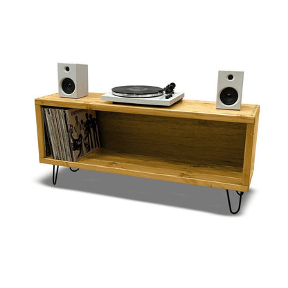 Record Player Stand with Vinyl Storage, Handmade in USA