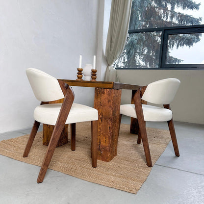 Leather Dining Chairs with Walnut Legs Modern Handmade Furniture for Kitchen Office Gift for Interior Lovers Decor Modern Dining Chairs