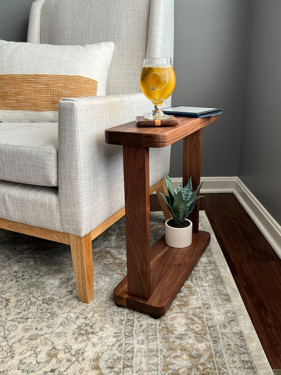 Solid Hardwood Narrow Side Table, Slim Modern Accent Liz Table Nick and Kristina