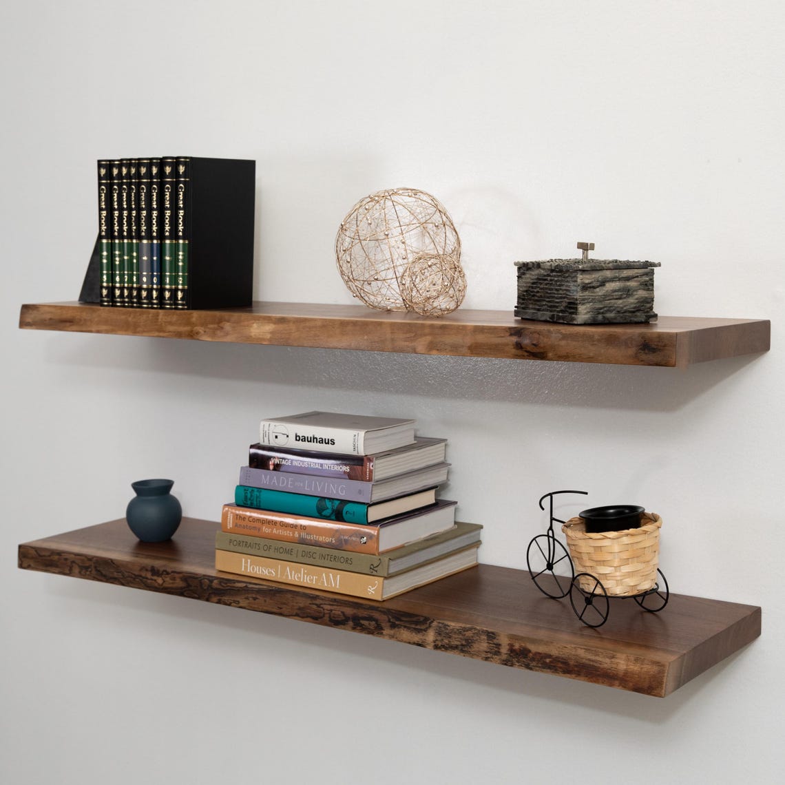 Live Edge Walnut Floating Shelves, Kitchen Shelves, Book Shelf