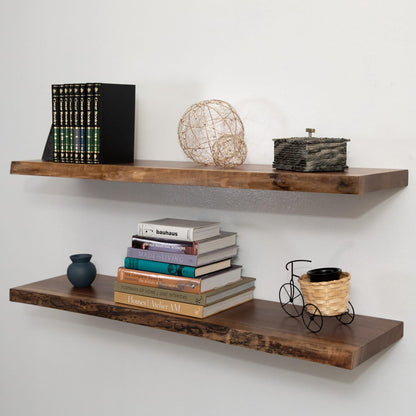Live Edge Walnut Floating Shelves, Kitchen Shelves, Book Shelf