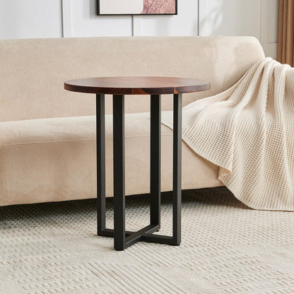 South American Walnut Round End Table: Modern Accent Table