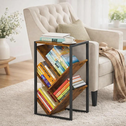 5 Tier Tree Bookshelf, Wooden Bookcase for Small Spaces