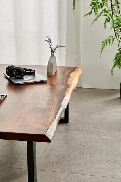 Live Edge South American Walnut Coffee Table - Modern Industrial Design