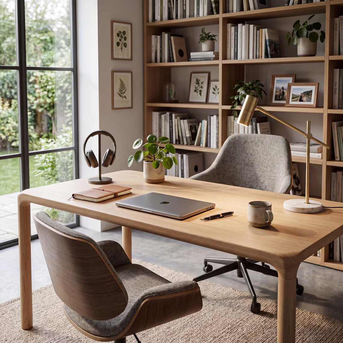 Solid Wood Desk, Handmade Walnut and Oak Executive Office Furniture