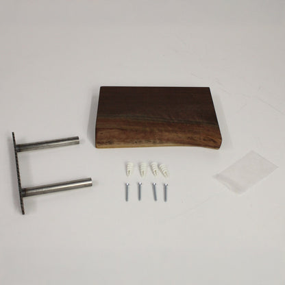 Walnut Live Edge Floating Shelf: Handcrafted Solid Wood Design