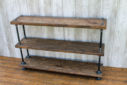 Steampunk book shelf, Industrial bookcase, Wooden Book Case, Wooden Book Shelf, Rustic book shelf, Steampunk tier stand, Pipe bookcase.