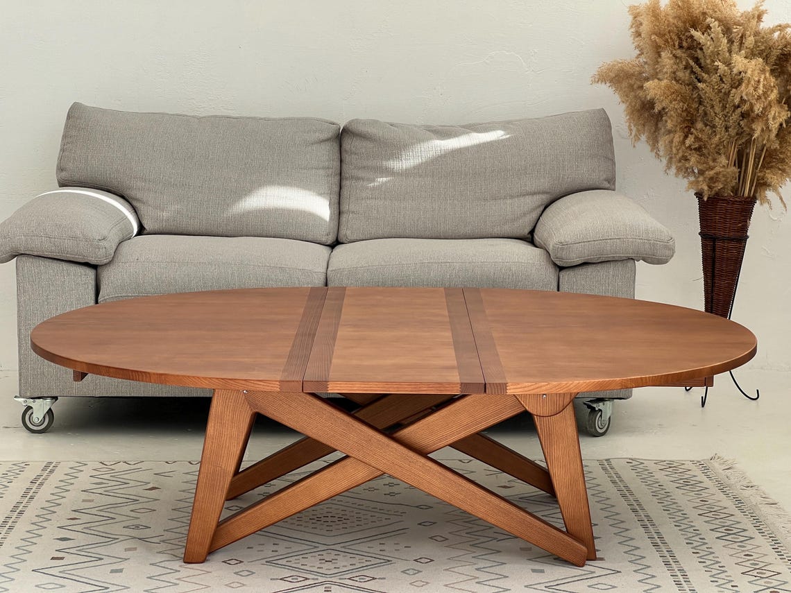 Transformer table 6 in 1, sliding table,round-oval table,dining table, coffee table,ash table, enlarged table, guest table,adjustable height