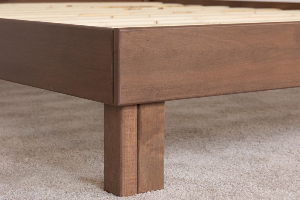 Solid Wood Bed Frame with Headboard | Amish Handcrafted | Easy Tool-Free Assembly | Maple Hardwood