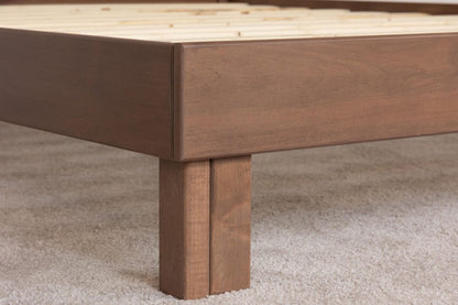 Solid Wood Bed Frame with Headboard | Amish Handcrafted | Easy Tool-Free Assembly | Maple Hardwood