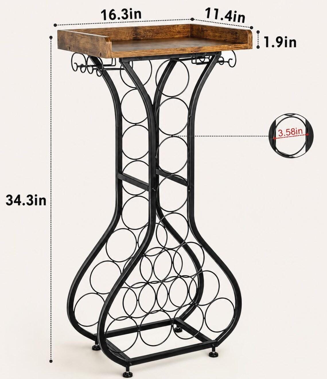 Freestanding Wine Rack Bar Table, Liquor Cabinet with Glass Holder