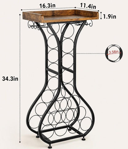 Freestanding Wine Rack Bar Table, Liquor Cabinet with Glass Holder