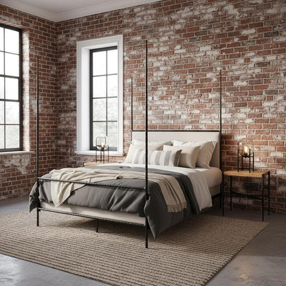 Iron Four Poster Bed – Amity – American Made by Urban Forge – Coal Black Finish