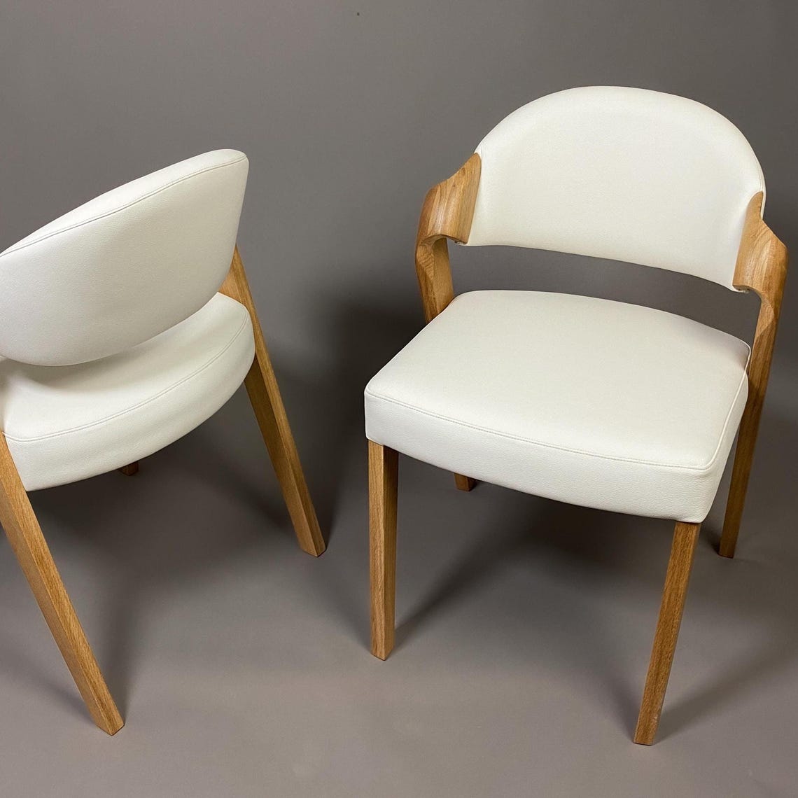 Leather Dining Chairs with Walnut Legs Modern Handmade Furniture for Kitchen Office Gift for Interior Lovers Decor Modern Dining Chairs
