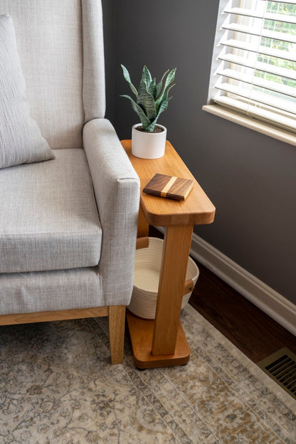 Solid Hardwood Narrow Side Table, Slim Modern Accent Liz Table Nick and Kristina