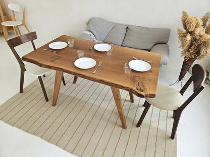 2-in-1 Solid Oak Live Edge Transformer Table – Coffee to Dining Table – Adjustable Height – Natural Wood – Handmade Convertible Table