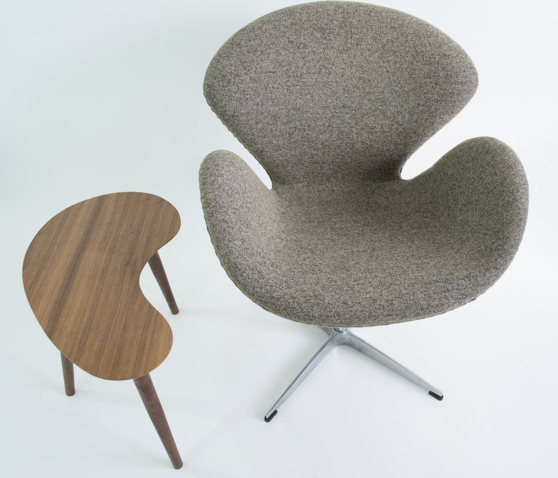 Handmade Walnut Kidney Bean Side Table - Mid-Century Modern Table