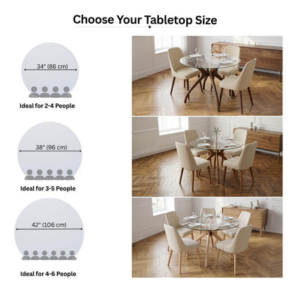 Glass Dining Table, Solid Wood Pedestal Leg Kitchen Table Base 3 or 4-Legged Legs Tables - Standart