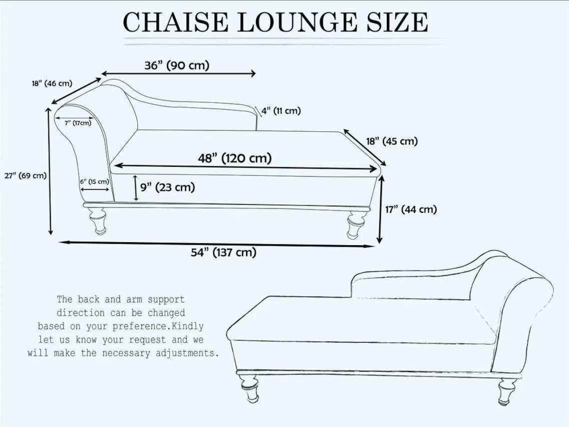 Oriental Motif Chaise Lounge Bed | Orange Blue Classic Settee