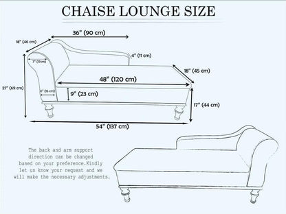 Oriental Motif Chaise Lounge Bed | Orange Blue Classic Settee