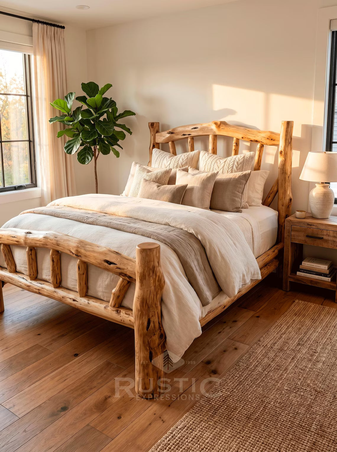 Cedar Log Bed | Rustic Cedar Bed, Solid Wood Bed Frame, Custom Log Bed, Handcrafted Furniture, Cabin furniture, Cabin Bed.