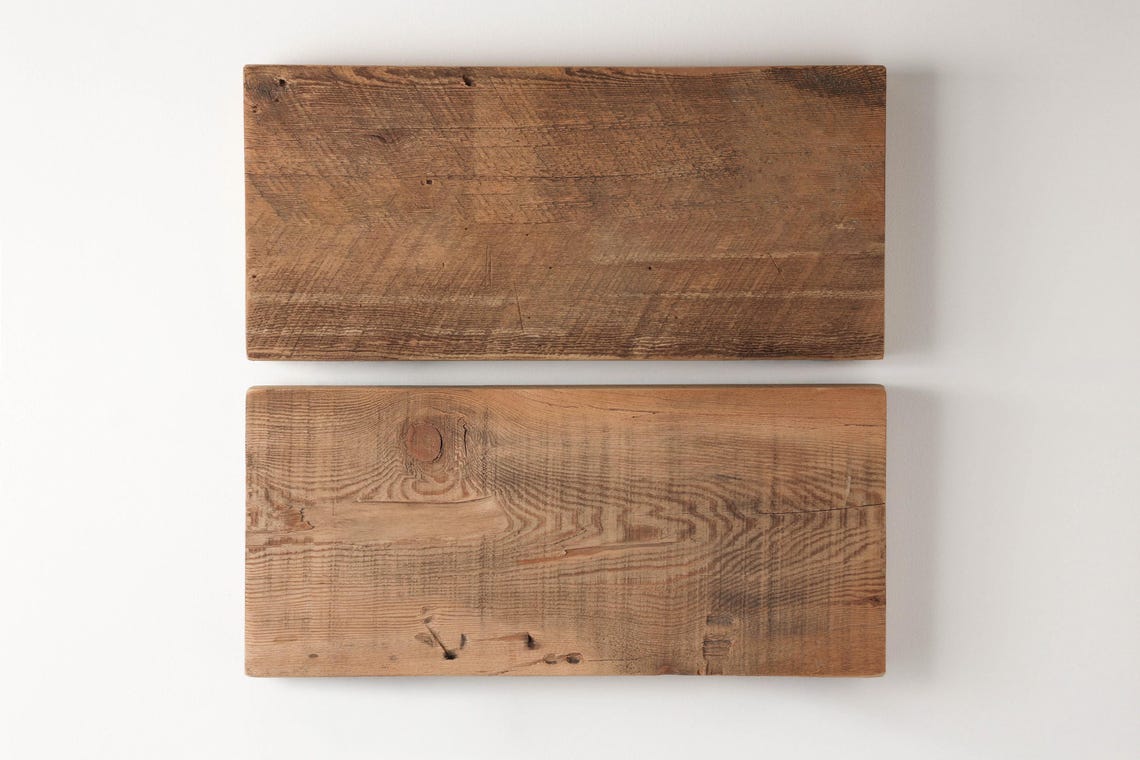 Reclaimed Barn Wood Deep Floating Shelves | 3" Barn Beam | Amish Handcrafted | Set of 2| Low Profile Brackets
