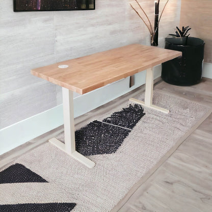 Solid Hardwood Standing Desk – Electric Adjustable Height, Home Office